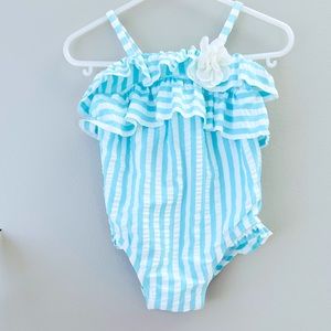 Janie and Jack baby girl striped swimsuit NWT